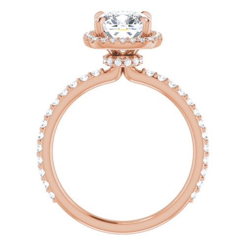 14K Rose Cushion Engagement Ring