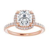 14K Rose Cushion Engagement Ring