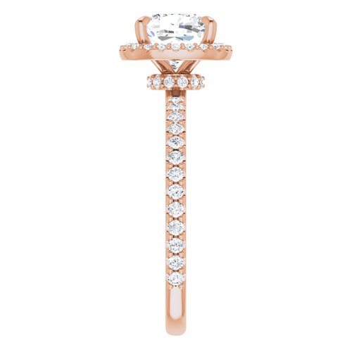 14K Rose Cushion Engagement Ring