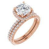 14K Rose Cushion Engagement Ring