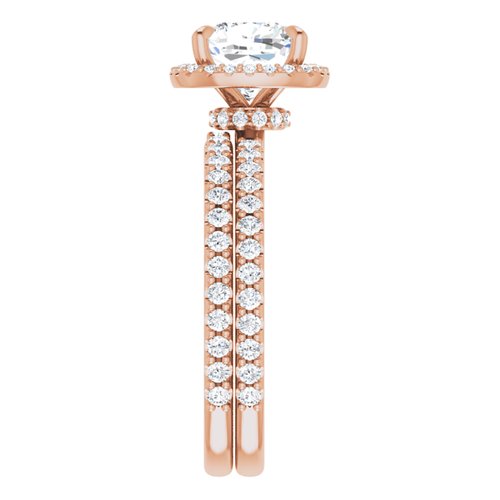 14K Rose Cushion Engagement Ring