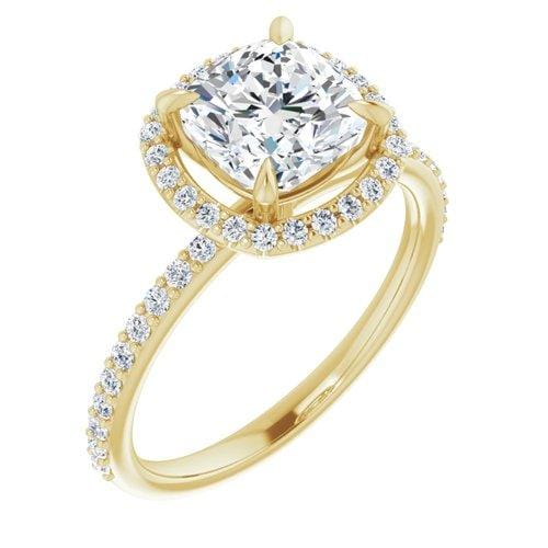 14K Yellow Cushion Engagement Ring