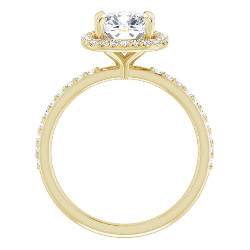 14K Yellow Cushion Engagement Ring