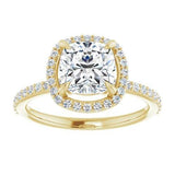 14K Yellow Cushion Engagement Ring