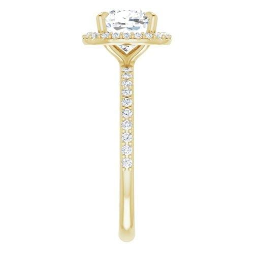 14K Yellow Cushion Engagement Ring