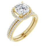 14K Yellow Cushion Engagement Ring