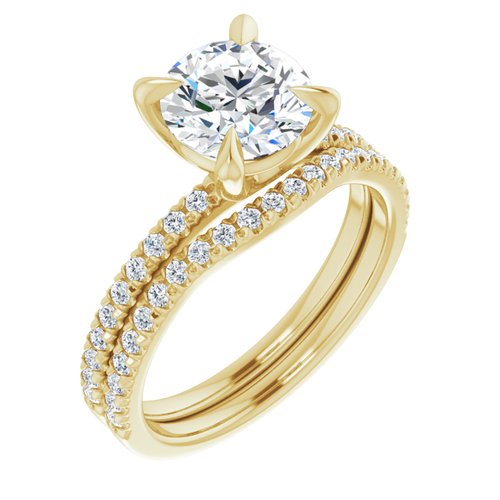 14K Yellow Round French-Set Engagement Ring