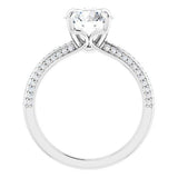 14K White Round Engagement Ring