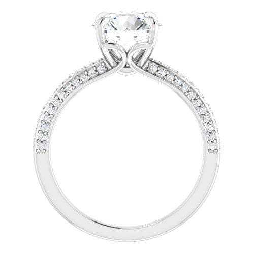 14K White Round Engagement Ring