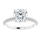 14K White Round Engagement Ring