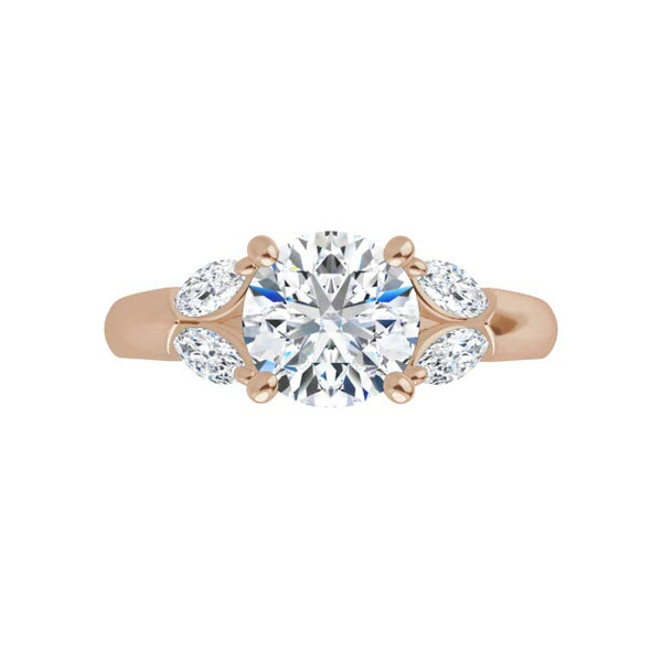 14K Rose Round Engagement Ring