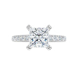 14K White Princess Cut Engagement Ring