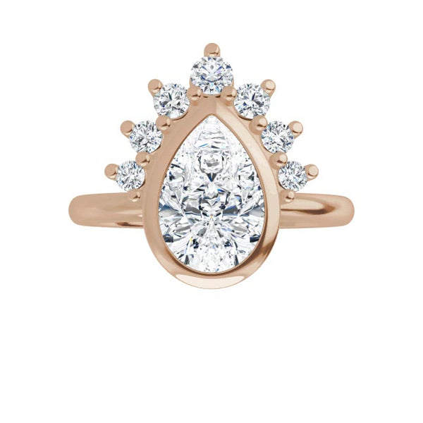 14K Rose Pear Engagement Ring