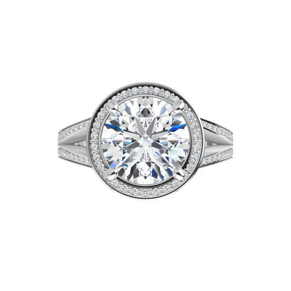 14K White Round Engagement Ring