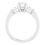 14K White Emerald Engagement Ring