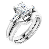 14K White Emerald Engagement Ring