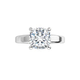 14K White Cushion Engagement Ring