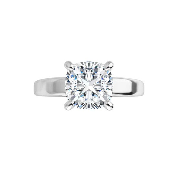 14K White Cushion Engagement Ring