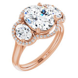 14K Rose Gold Oval Ring Mounting For Gemstone