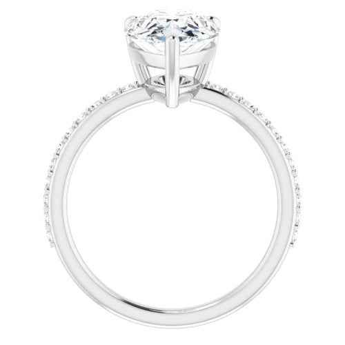 14K White Pear Engagement Ring