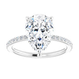 14K White Pear Engagement Ring