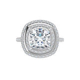 14K White Cushion Engagement Ring