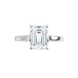 14K White Emerald Engagement Ring