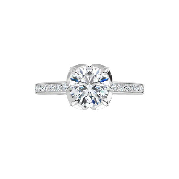 14K White Round Engagement Ring