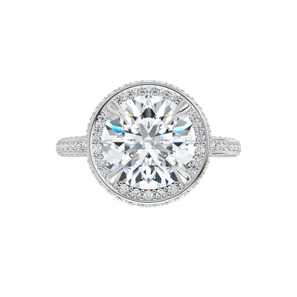 14K White Round Engagement Ring