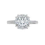 14K White Cushion Accented Halo-Style Engagement Ring