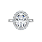 14K White Oval Engagement Ring