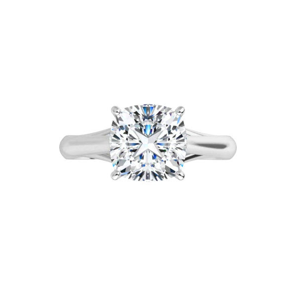 14K White Cushion Engagement Ring