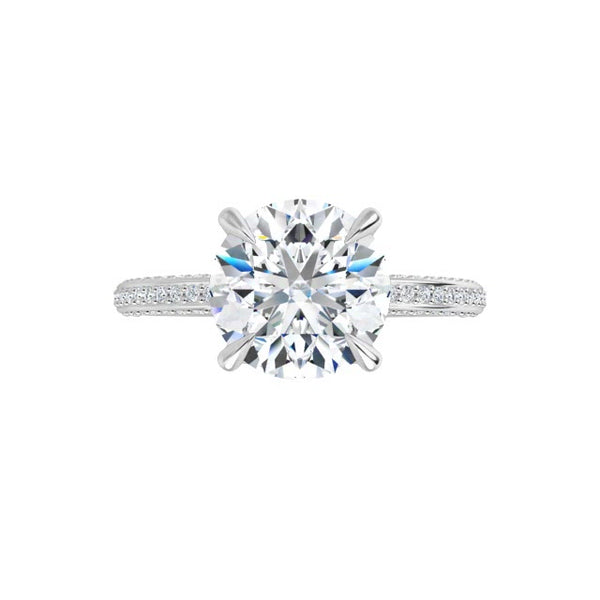 14K White Round Engagement Ring