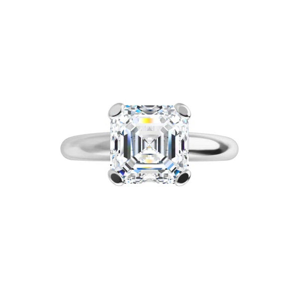 14K White Asscher Engagement Ring