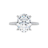 14K White Oval Engagement Ring