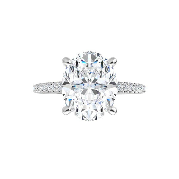 14K White Oval Engagement Ring