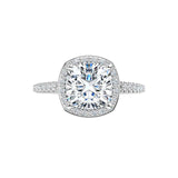 14K White Cushion Engagement Ring