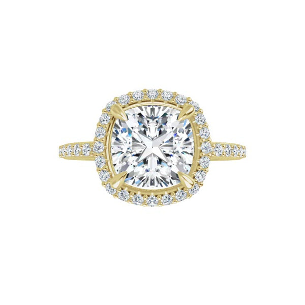 14K Yellow Cushion Engagement Ring