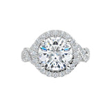 14K White Round Engagement Ring