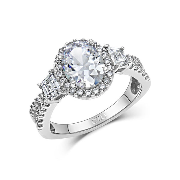 STERLING SILVER WITH PLATINUM ENGAGEMENT RING